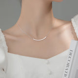 925 Silver Smile Clavicle Necklace Slim Chain Style Collar Bijoux