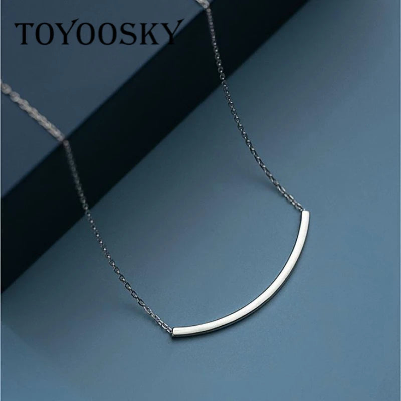 925 Silver Smile Clavicle Necklace Slim Chain Style Collar Bijoux