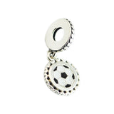925 Silver Soccer Dangle Charm Beads for Bracelet DIY Jewelry Making