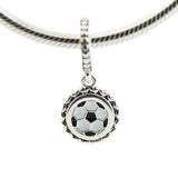 925 Silver Soccer Dangle Charm Beads for Bracelet DIY Jewelry Making