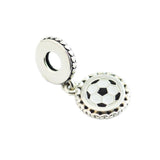 925 Silver Soccer Dangle Charm Beads for Bracelet DIY Jewelry Making