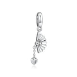 925 Silver Spanish Fan Dangle Charm Fits Europe Bracelet DIY Jewelry Making