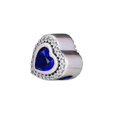 925 Silver Sparkling Heart Charms Beads for Bracelet