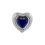 925 Silver Sparkling Heart Charms Beads for Bracelet