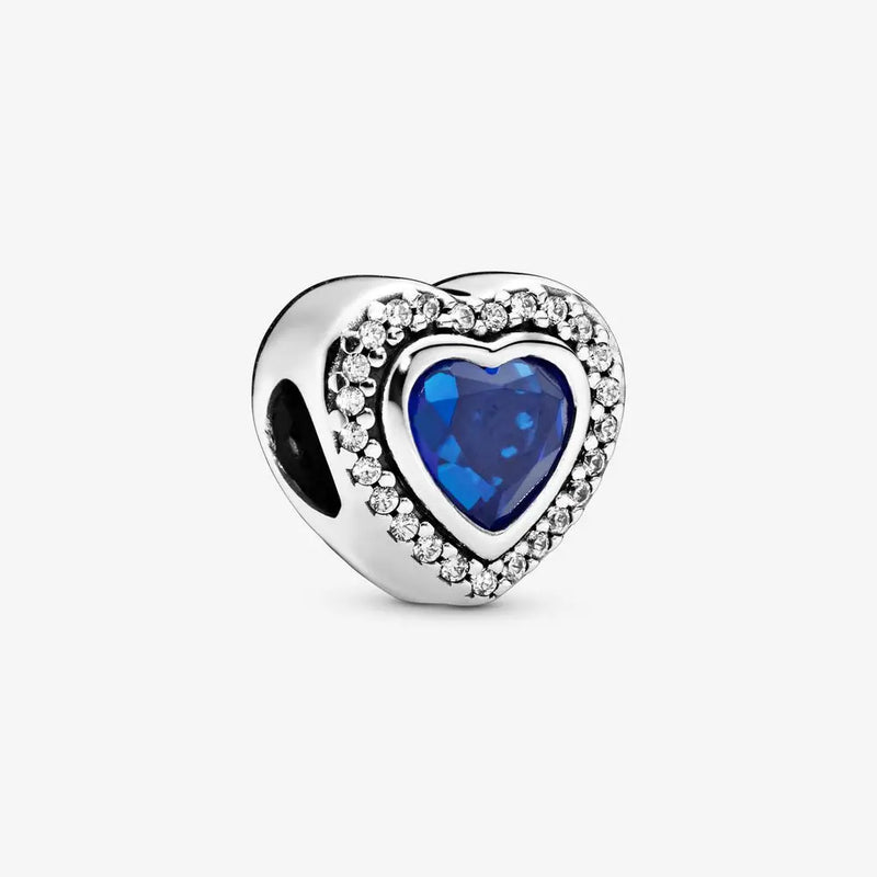 925 Silver Sparkling Heart Charms Beads for Bracelet