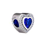 925 Silver Sparkling Heart Charms Beads for Bracelet