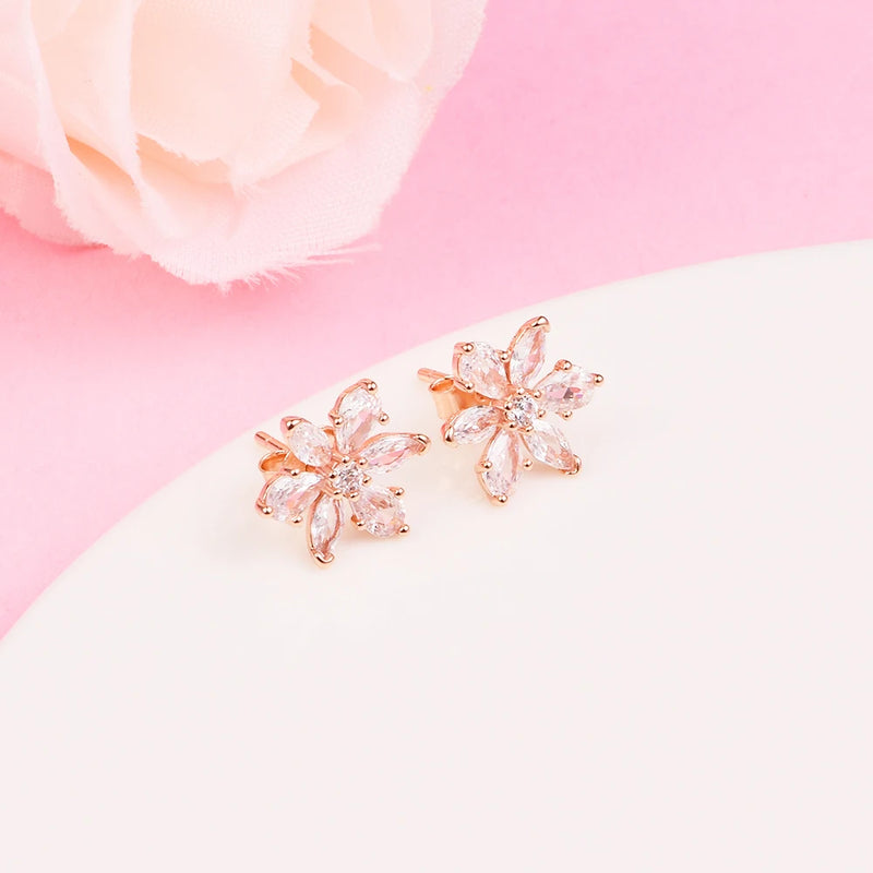 925 Silver Sparkling Herbarium Cluster Stud Earrings Women's Jewelry Brincos