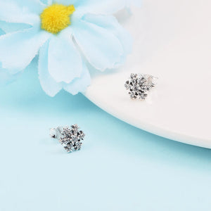 925 Silver Snowflake Stud Earrings Clear CZ Ear Jewelry