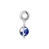 925 Silver Spinning Globe Dangle Charms Beads for Bracelet Pendant