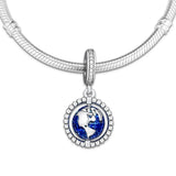 925 Silver Spinning Globe Dangle Charms Beads for Bracelet Pendant