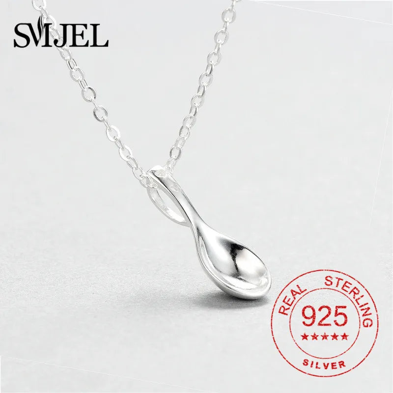 925 Sterling Silver Spoon Pendant Necklace for Men Women