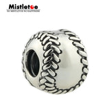 925 Sterling Silver Baseball Charm Bead Fits European Bracelet