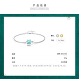 925 Silver Square Green Zircon Bracelet for Women