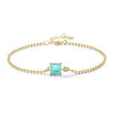 925 Silver Square Green Zircon Bracelet for Women