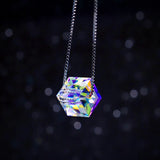 925 Silver Square Sugar Cube Crystal Necklace For Women