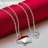 925 Silver Star Pendant Necklace 18" Chain Women's Jewelry