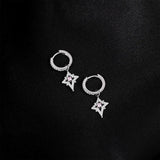 925 Silver Star Zircon Small Hoop Earrings Hypoallergenic Jewelry