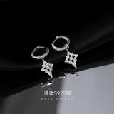 925 Silver Star Zircon Small Hoop Earrings Hypoallergenic Jewelry