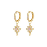 925 Silver Star Zircon Small Hoop Earrings Hypoallergenic Jewelry