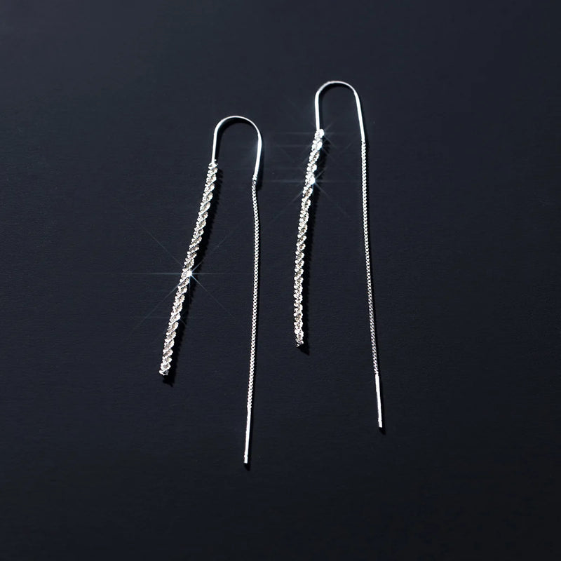 925 Silver Starry Drop Earrings Threader for Women