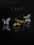 925 Silver Hollow Butterfly Stud Earrings Bohemian Wedding Jewelry