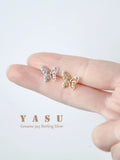 925 Silver Hollow Butterfly Stud Earrings Bohemian Wedding Jewelry
