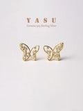 925 Silver Hollow Butterfly Stud Earrings Bohemian Wedding Jewelry
