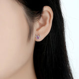 925 Silver Minnie Shape Crystal Stud Earrings for Kids
