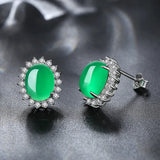 925 Sterling Silver Studs Emerald Silver Earrings Woman Glamor Jewelry