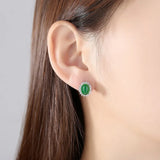 925 Sterling Silver Studs Emerald Silver Earrings Woman Glamor Jewelry