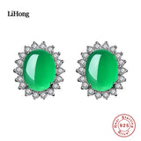 925 Sterling Silver Studs Emerald Silver Earrings Woman Glamor Jewelry