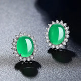 925 Sterling Silver Studs Emerald Silver Earrings Woman Glamor Jewelry