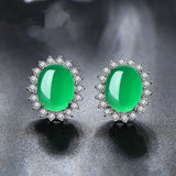 925 Sterling Silver Studs Emerald Silver Earrings Woman Glamor Jewelry