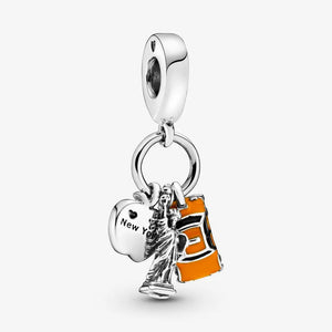 925 Silver York City Dangle Charms Beads Bracelet Pendant Women Jewelry