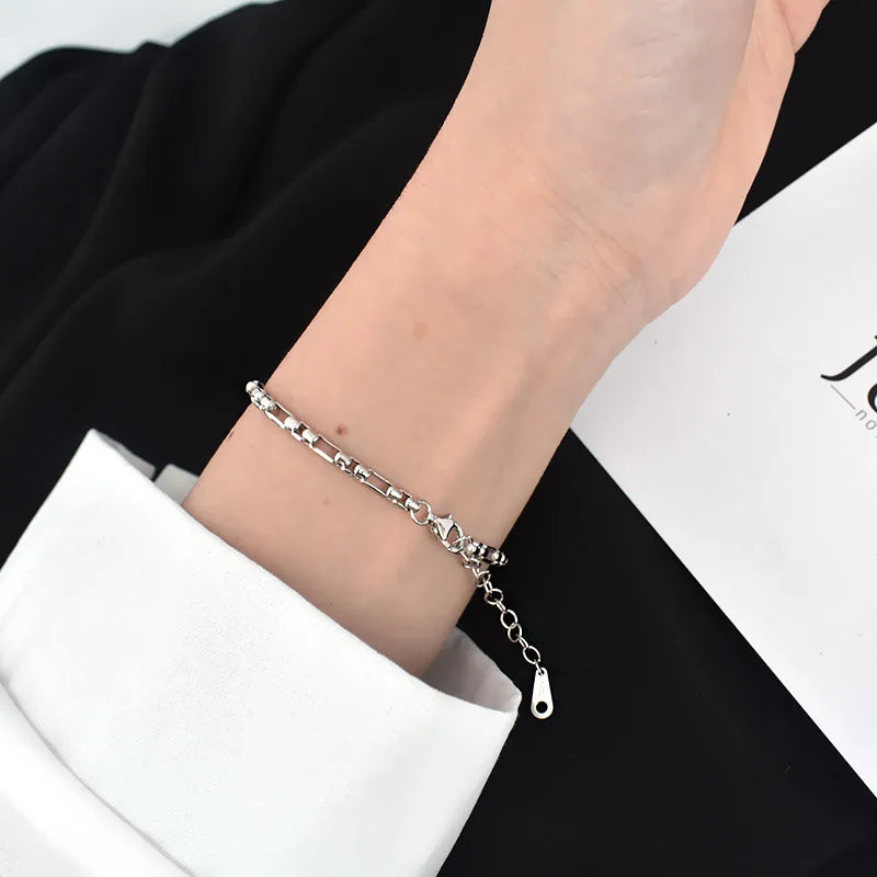 925 Silver Vintage Chain Bracelet for Men Women