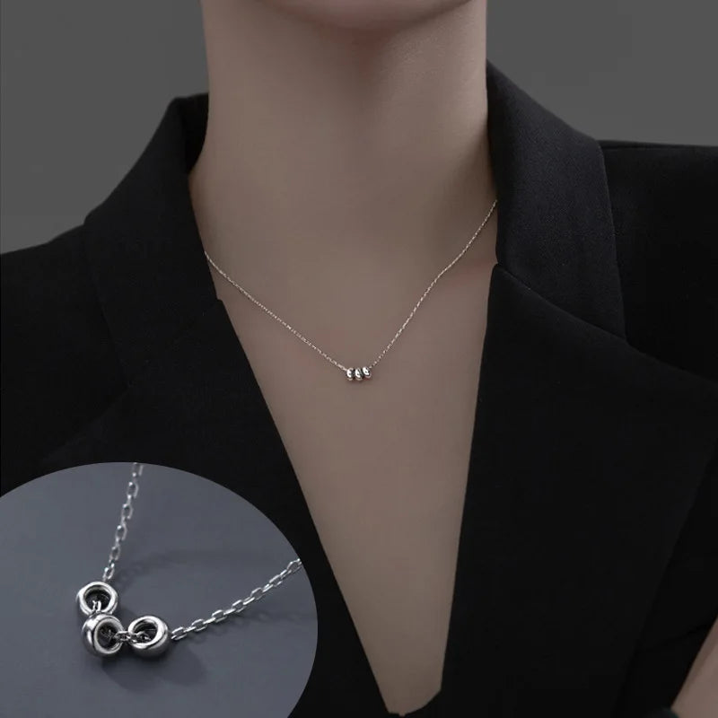 925 Silver Three Circles Choker Necklace for Women