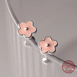 925 Silver Tiny Flower Enamel Earrings for Women Girl Birthday Gift