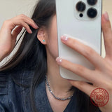 925 Silver Tiny Flower Enamel Earrings for Women Girl Birthday Gift