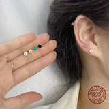 925 Silver Tiny Flower Enamel Earrings for Women Girl Birthday Gift