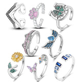 925 Silver Opening Fingers Ring Women CZ Zircon Jewelry Gift
