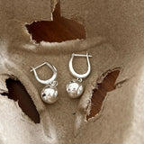 925 Silver U Shape Round Bead Drop Earrings for Women