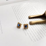 925 Silver Square Diamond Stud Earrings for Women