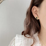 925 Silver Square Diamond Stud Earrings for Women