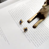925 Silver Square Diamond Stud Earrings for Women