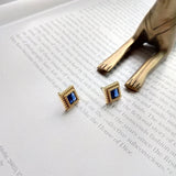 925 Silver Square Diamond Stud Earrings for Women