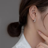 925 Silver Vintage Heart Small Hoop Earrings for Women Girls