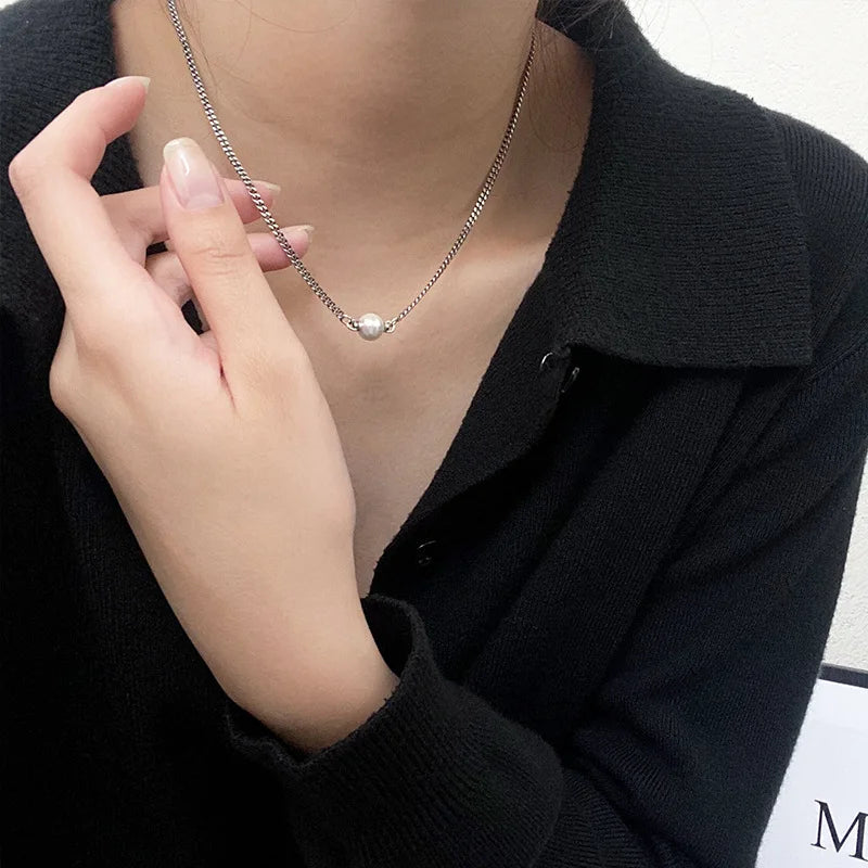 925 Sterling Silver Vintage Pearl Choker Necklaces Retro Jewelry