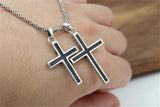 925 Silver Vintage Faith Cross Pendant Locomotive Necklace