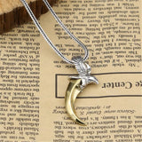 925 Sterling Silver Eagle Crescent Moon Necklace Pendants