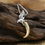 925 Sterling Silver Eagle Crescent Moon Necklace Pendants